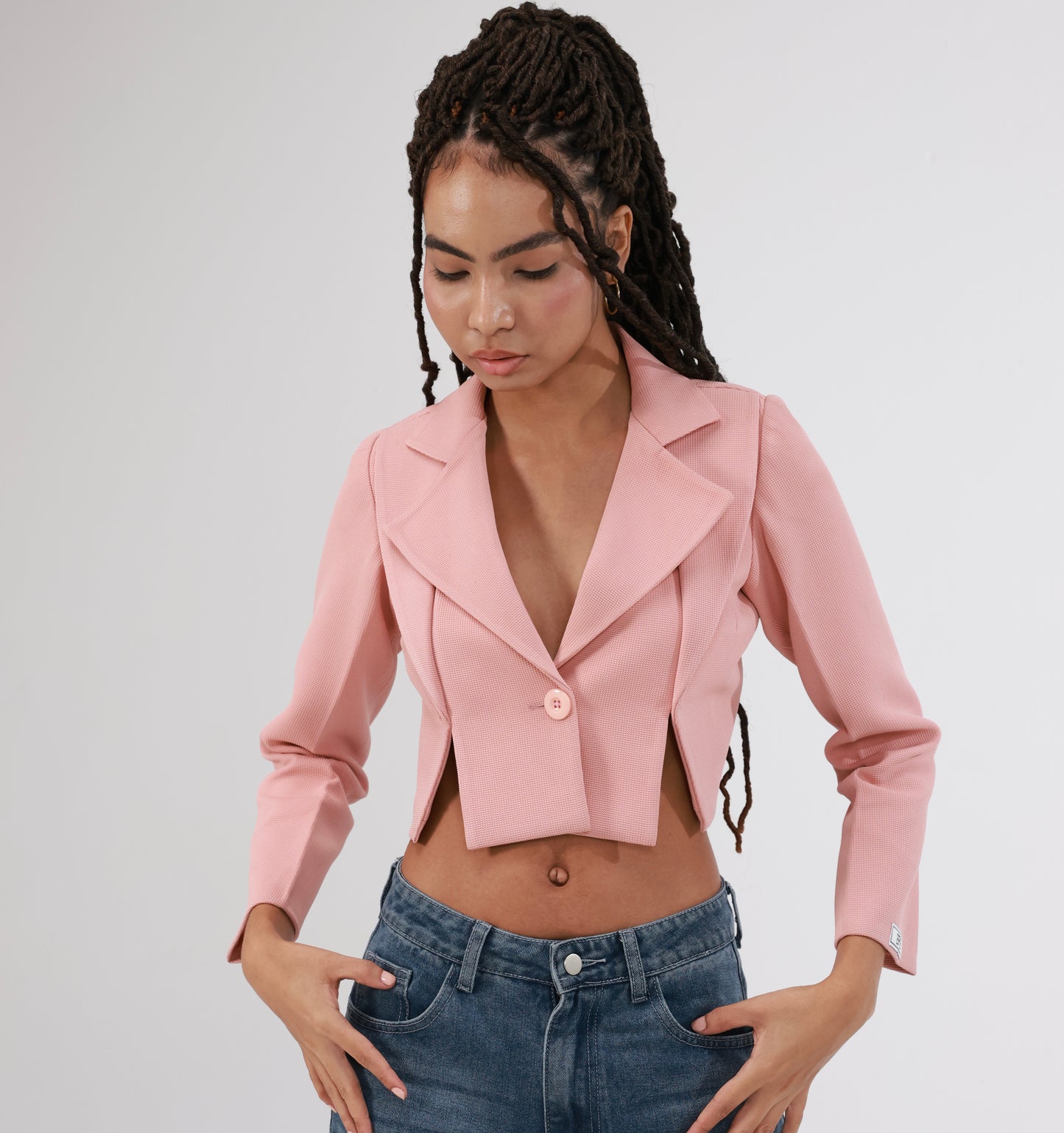 Double Collar Cropped Blazer